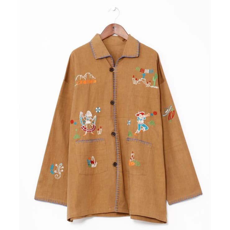 ブラウン | 【チャイハネ】ベラディア刺繍メンズシャツ | アミナコレクション