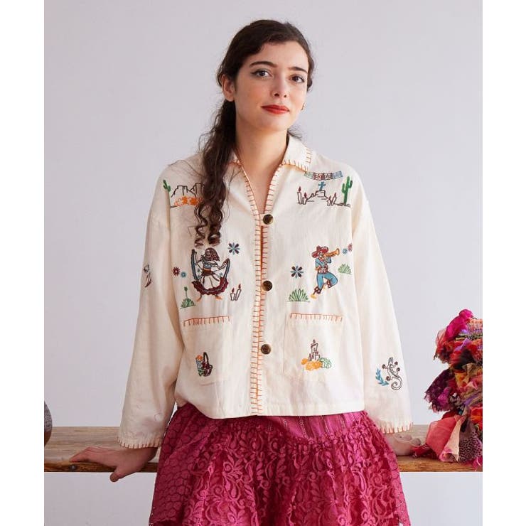 ホワイト | 【チャイハネ】ベラディア刺繍シャツ | アミナコレクション 