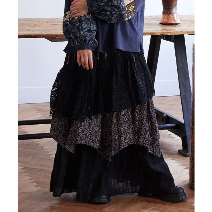 ブラック | 【チャイハネ】サリレアロングスカート | アミナコレクション 