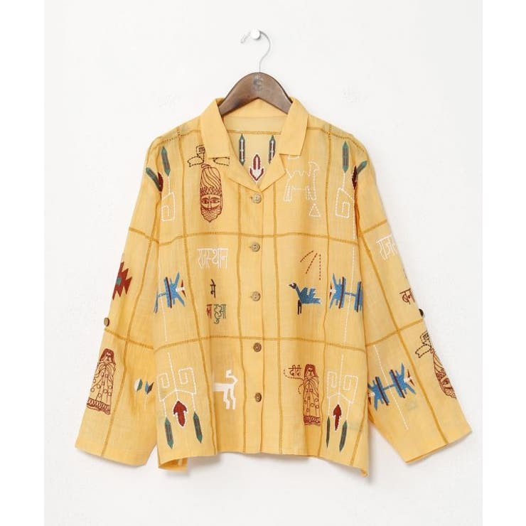 イエロー | 【チャイハネ】ラジャラン刺繍シャツ | アミナコレクション 