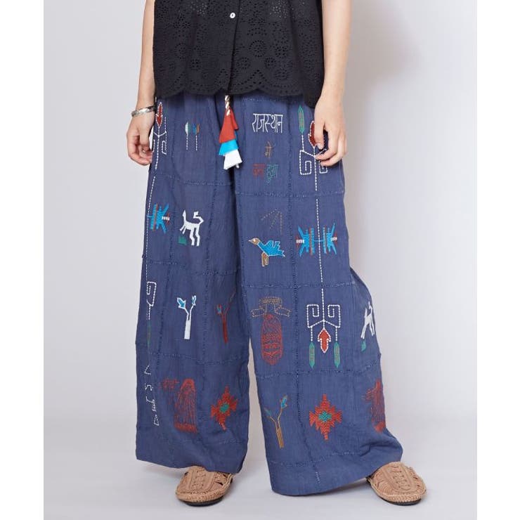 ネイビー系 | 【チャイハネ】ラジャラン刺繍パンツ | アミナコレクション 