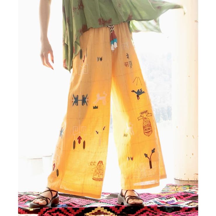 イエロー | 【チャイハネ】ラジャラン刺繍パンツ | アミナコレクション 