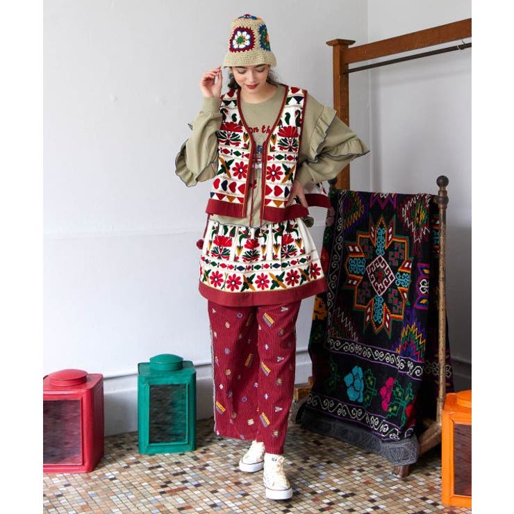 【チャイハネ】スンダナ刺繍ミニスカート | アミナコレクション  | 詳細画像1 