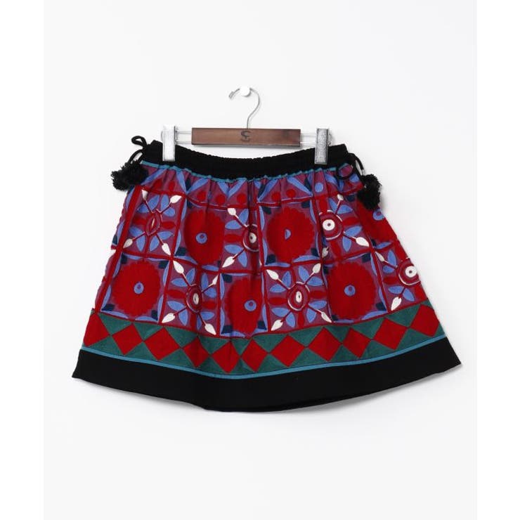 ピンク | 【チャイハネ】スンダナ刺繍ミニスカート | アミナコレクション 