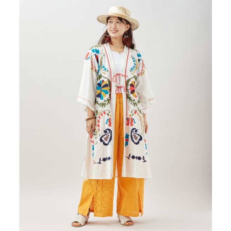 ホワイト | 【チャイハネ】エルジャン刺繍カーディガン | アミナコレクション 