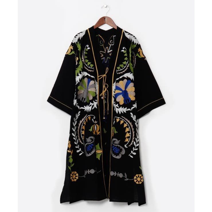 ブラック | 【チャイハネ】エルジャン刺繍カーディガン | アミナコレクション 