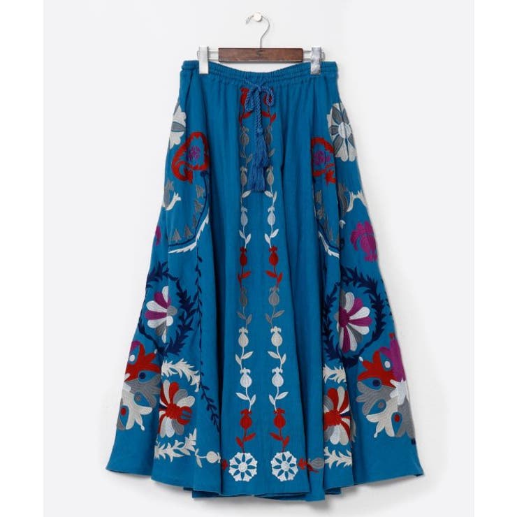 ブルー | 【チャイハネ】エルジャン刺繍スカート | アミナコレクション 