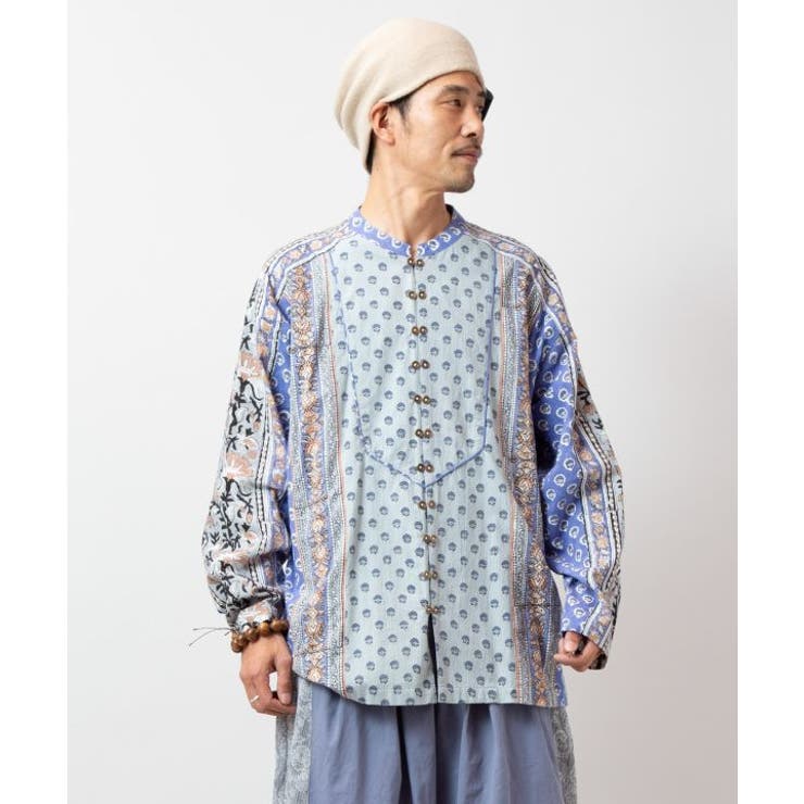 【チャイハネ】カリシュマメンズバンドカラーシャツ | アミナコレクション  | 詳細画像2 