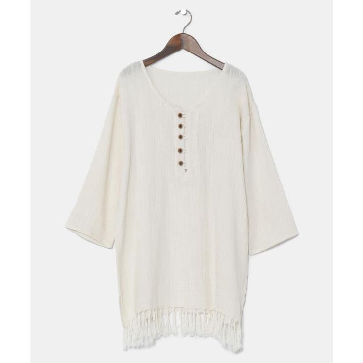 ホワイト | 【チャイハネ】フリラジメンズＴＯＰ | アミナコレクション