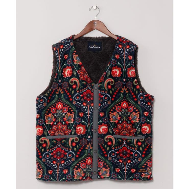 ブラック | 【チャイハネ】Amina×grn パタフリメンズベスト | アミナコレクション