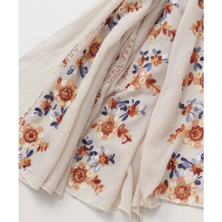 【欧州航路】フィーカ花刺繍ストール | アミナコレクション  | 詳細画像1 