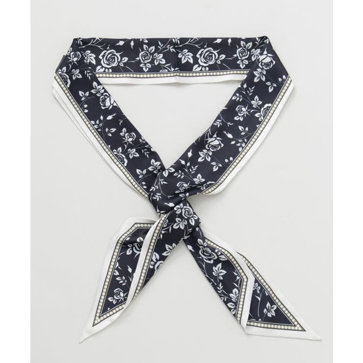 ブラック | 【欧州航路】フワラーロングスカーフ | アミナコレクション 