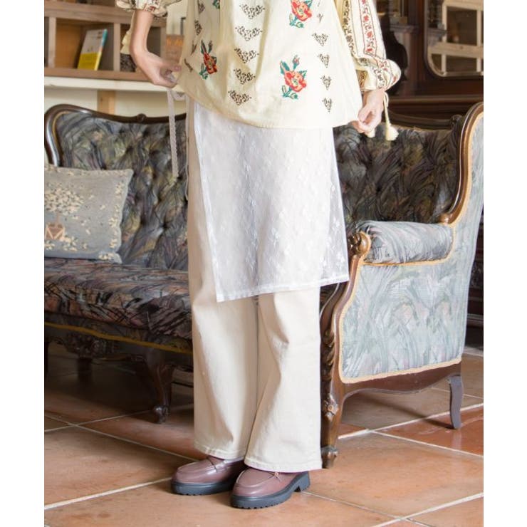 ホワイト | 【欧州航路】レース腰巻きサロン | アミナコレクション 