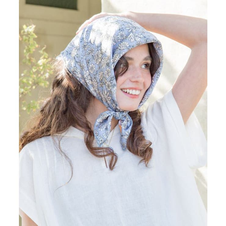 ブルー | 【欧州航路】【Fromフランス】ミュルーズフローラスカーフ | アミナコレクション 