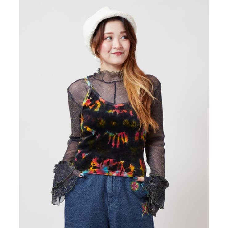 ブラック | 【チャイハネ】ベロアタイダイキャミソール | アミナコレクション 