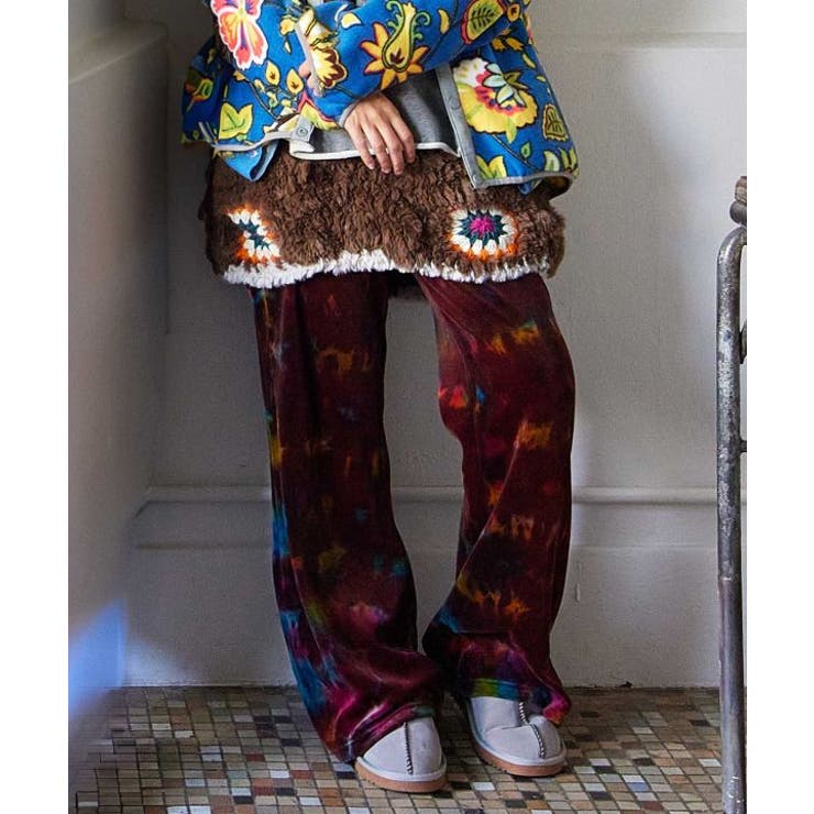 【チャイハネ】ベロアタイダイベルボトムパンツ | アミナコレクション  | 詳細画像3 