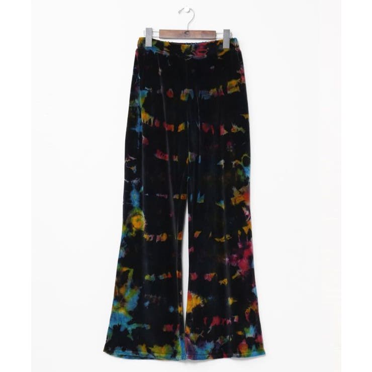 ブラック | 【チャイハネ】ベロアタイダイベルボトムパンツ | アミナコレクション 