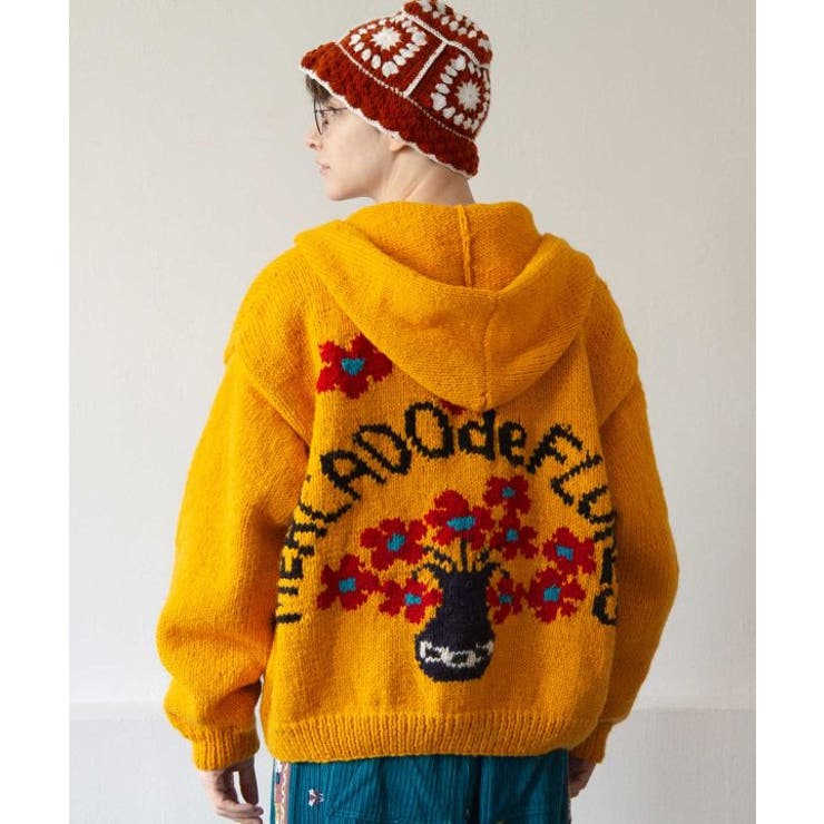 イエロー | 【チャイハネ】メルデフ手編みニットメンズジャケット | アミナコレクション