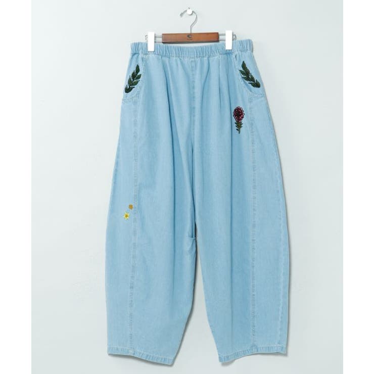 ブルー | 【チャイハネ】デニム刺繍メンズパンツ | アミナコレクション 