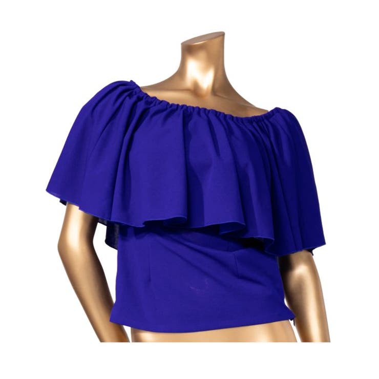 ブルー | 【マウナロア】ワイドフリルシャーリングブラウス | アミナコレクション 