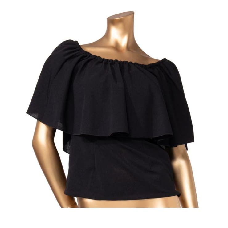 ブラック | 【マウナロア】ワイドフリルシャーリングブラウス | アミナコレクション 