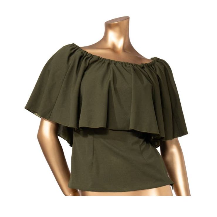 カーキ | 【マウナロア】ワイドフリルシャーリングブラウス | アミナコレクション 