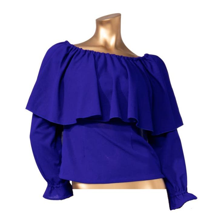 ブルー | 【マウナロア】ワイドフリルシャーリング長袖 | アミナコレクション 