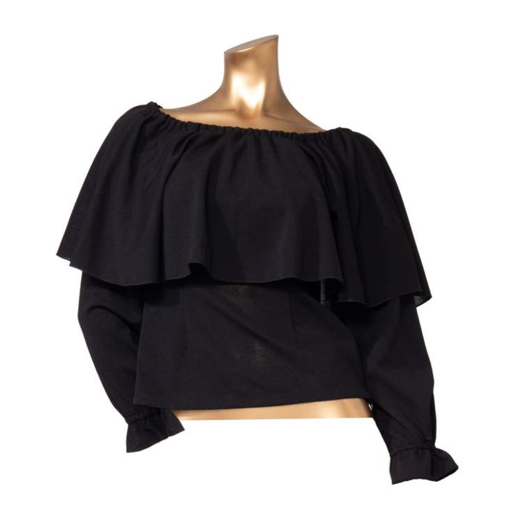 ブラック | 【マウナロア】ワイドフリルシャーリング長袖 | アミナコレクション 