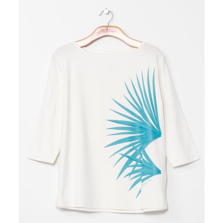 オフホワイト | 【マウナロア】パームリーフＴシャツ(7分袖) | アミナコレクション 