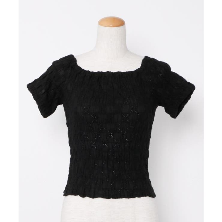 ブラック | 【マウナロア】フレンチレースギャザーブラウス | アミナコレクション 