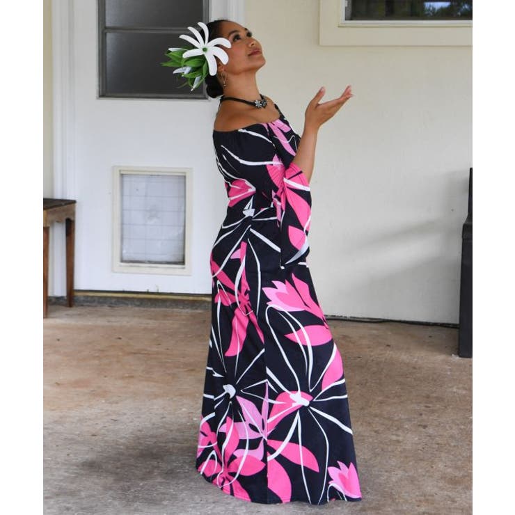 【マウナロア】Ocean Blue Bird ティアレトアスリーブドレス | アミナコレクション  | 詳細画像1 