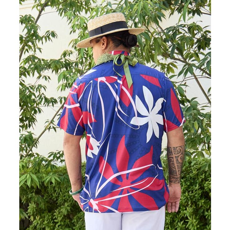 【マウナロア】Ocean Blue Bird ティアレトアメンズシャツ | アミナコレクション  | 詳細画像3 