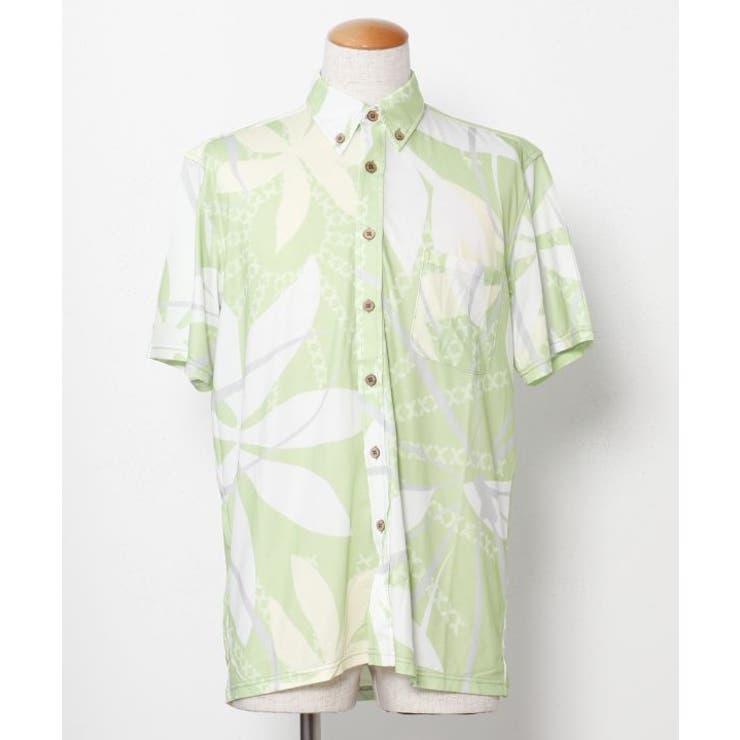 モスグリーン | 【マウナロア】Ocean Blue Bird ティアレトアメンズシャツ | アミナコレクション 