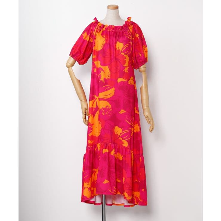 ピンク | 【マウナロア】Ocean Blue Bird プアアロアロVスリーブドレス | アミナコレクション 