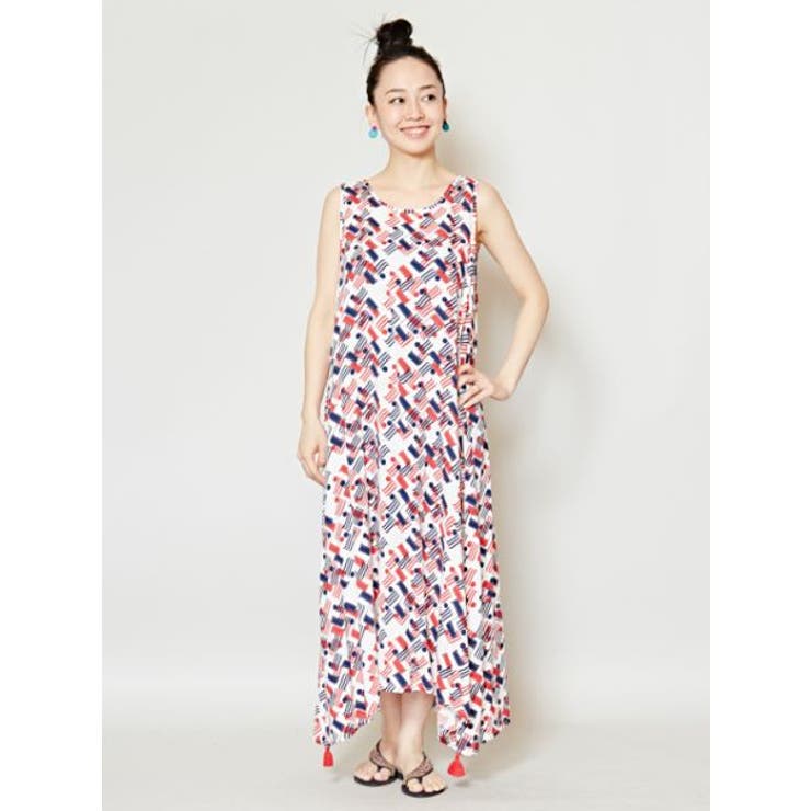 【チャイハネ】yul 幾何学柄ノースリーブワンピース | アミナコレクション  | 詳細画像1