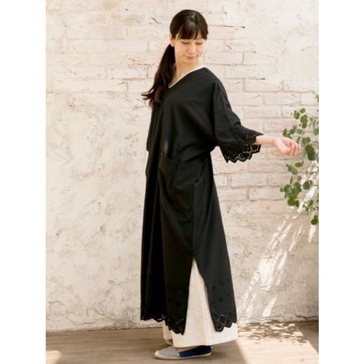 カヤ】カットワークレースVネックワンピース[品番：ACNW0010257