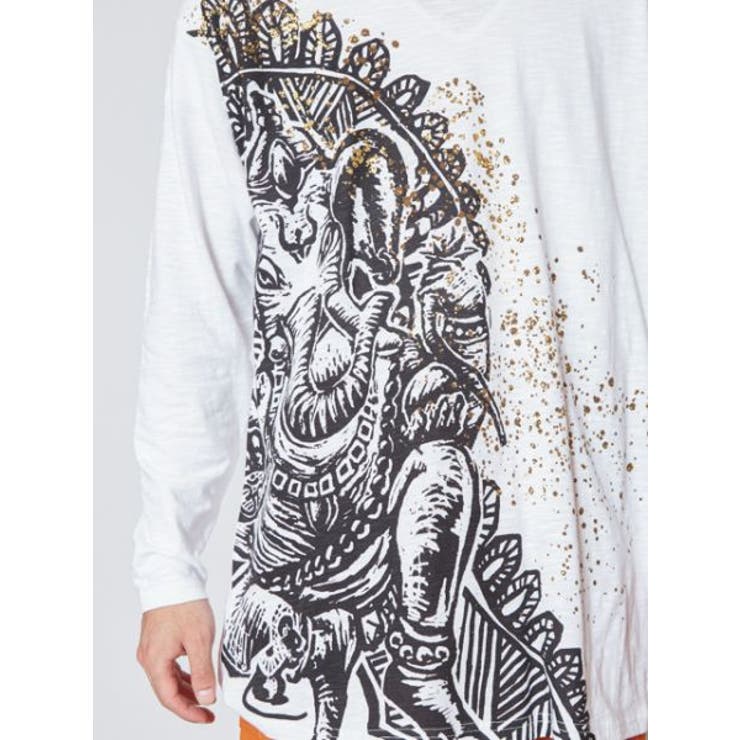 【チャイハネ】ガネーシャプリントメンズTシャツ | アミナコレクション | 詳細画像1 