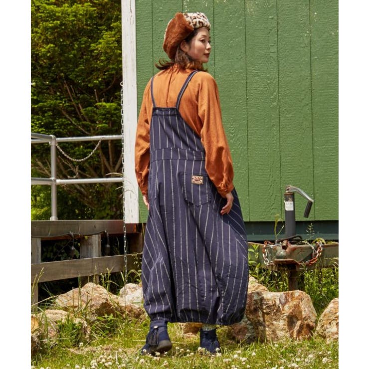 チャイハネ】grn×Amina ストライプコットンツイルサロペット[品番 