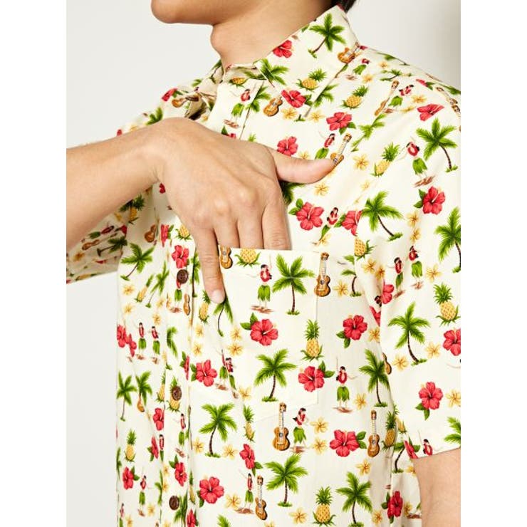 Kahiko】TWO PALMS フラギャルズMEN'Sアロハシャツ[品番