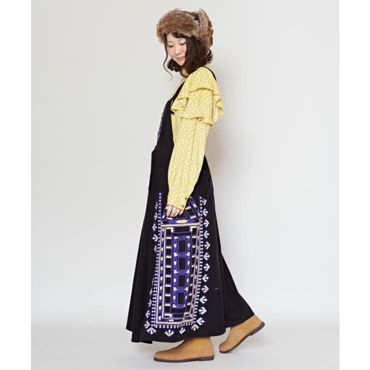 【チャイハネ】スアリーコーデュロイ刺繍ジャンパースカート