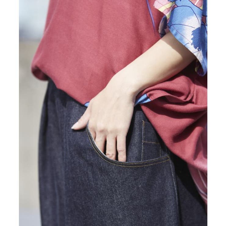 Kaya カヤ 井原デニム デニムもんぺパンツ ワイド カヤ】井原デニム ワイドもんぺパンツ[品番：ACNW0017829