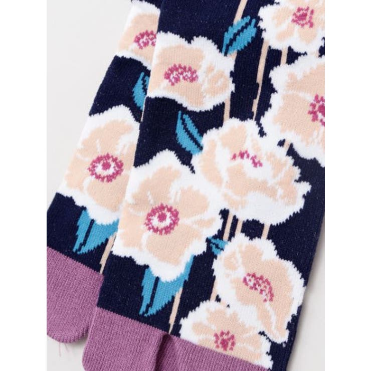 【カヤ】足袋型くつ下23～25cm 雨縞椿 | アミナコレクション  | 詳細画像7 