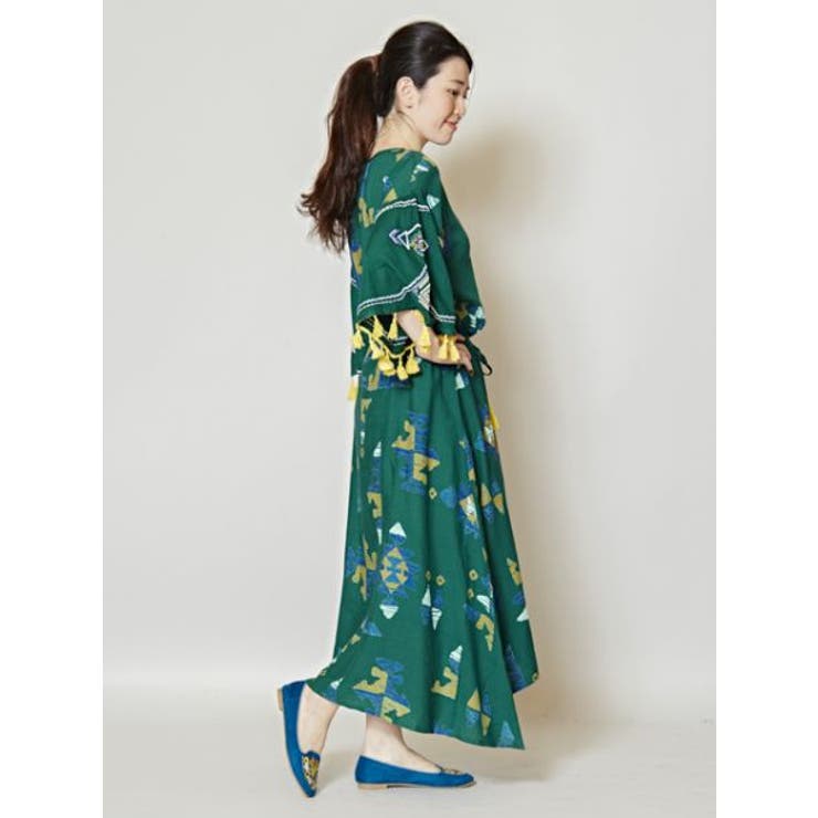 爆買い チャイハネ トルコキリム風プリント フレアスリーブワンピース ワンピース Yourstrulyyinka Com