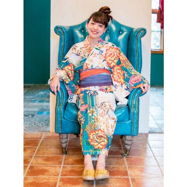 最終お値下げ⭐️チャイハネ　アジアンエスニック　セパレート浴衣　蓮の花レディース チャイハネ】オリエンタル柄セパレート浴衣 ホワイト -靴