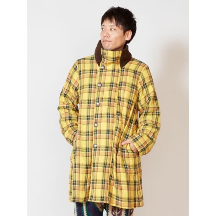 チャイハネ】チェック柄パッチワークMEN'Sコート[品番