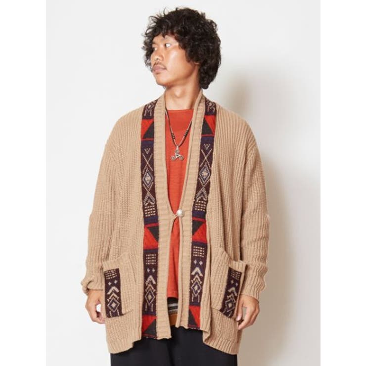 チャイハネ】ネイティブ柄MEN'Sニットカーディガン[品番：ACNW0005070