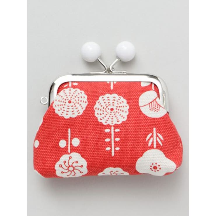 レッド | 【カヤ】東欧風プリント帆布角がま口 | アミナコレクション 