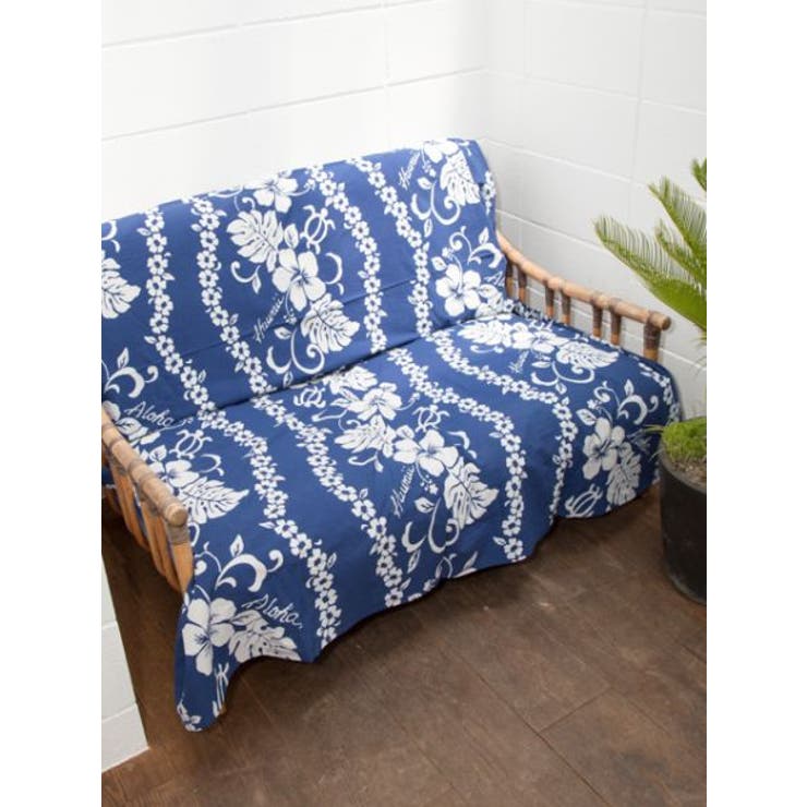 ネイビー | 【Kahiko】ホヌ＆ハイビスカスレイマルチクロス | アミナコレクション 