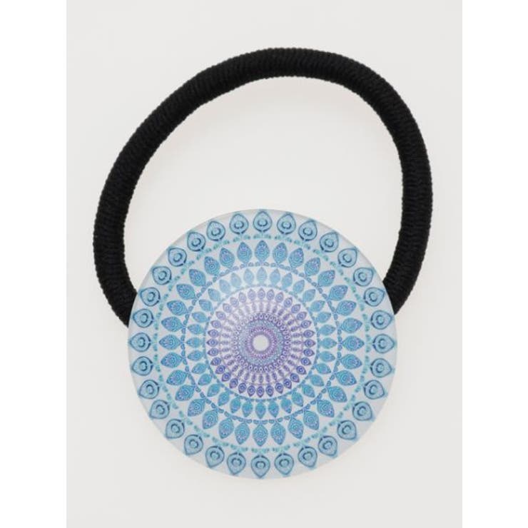 ホワイト×ブルー | 【チャイハネ】曼荼羅模様ガラスヘアゴム | アミナコレクション 