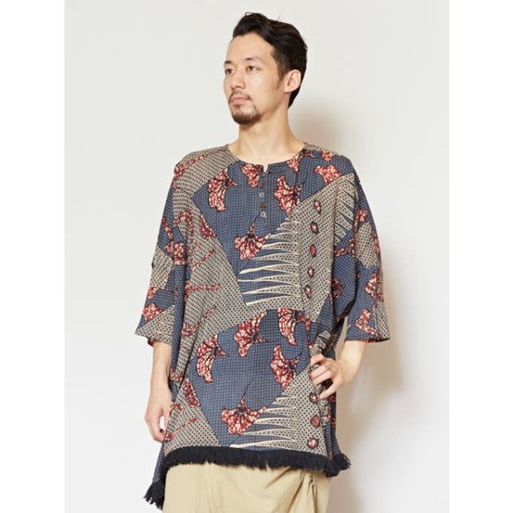 【チャイハネ】yul アフリカン柄ビッグシルエットMEN'Sトップス